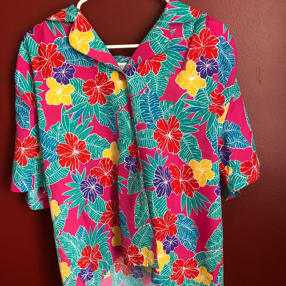 80s Style Hawaiian Cropped Shirt